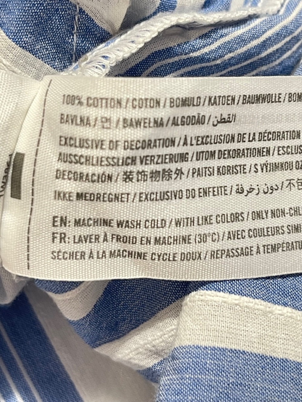 Abercrombie & Fitch Blue White Stripe Popover Shirt Coastal Boho Cotton Top M - Picture 8 of 8